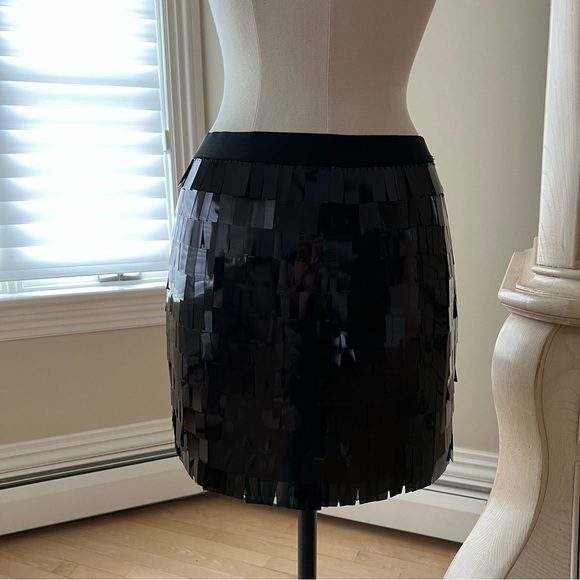 DKNY Black Rectangular Paillette Embellished Stretch Mini Skirt—NWT - Picture 2 of 14